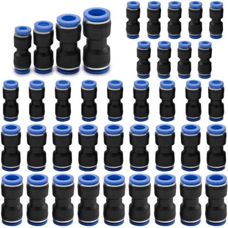 40 Pcs Push-in raccord pneumatique Kit, adaptateur de ligne d'air pu à libération rapide en plastique bidirectionnel, (6mm, 8mm, 10mm, 12mm) (1/4)