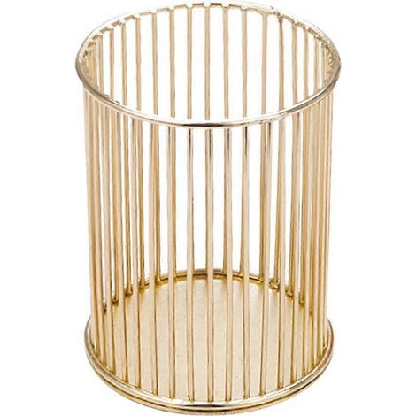 Stiftehalter aus Schmiedeeisen, auch als Make-up-Pinselhalter oder Stiftehalter im skandinavischen Stil geeignet – 10 x 8 cm – Gold (1/4)