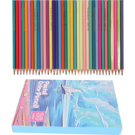 Crayons de couleur vifs 36 teintes, pré-taillés, en bois massif, pour dessin et croquis, adultes enfants débutants. (1/5)