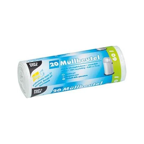 PAPSTAR Müllbeutel 12104 72x60cm 60l LDPE weiß 20 St./Pack.