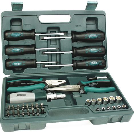MANNESMANN M29110 - Juego de herramientas combinadas Alicates y Destornilladores, 45 piezas