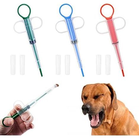 Spritze für Haustiere – Medikamentenspender für Flüssigkeiten und Tabletten – Für Katzen und Hunde – Wiederverwendbar mit 2 weichen Spitzen – 3 Stück (1/5)