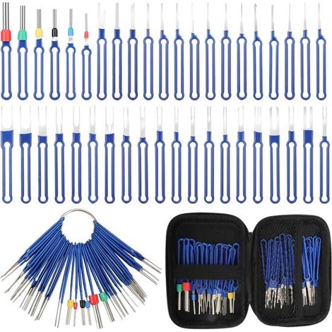 Kit d'outils pour retirer les cosses – Outil de retrait de cosses – Retrait automatique des cosses – Extracteur de fil – Kit d'outils pour retirer les aiguilles – Kit de 41 pièces – Coffret étanche bl (1/5)