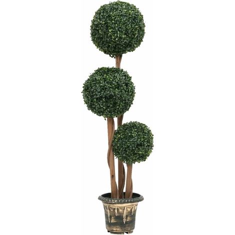 vidaXL Planta de boj artificial forma de bola con maceta verde 119 cm (1/2)