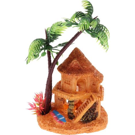 Artificielle Cocotier Hutte Cachée Cave Aquarium Fish Tank Paysage Décor (1/5)