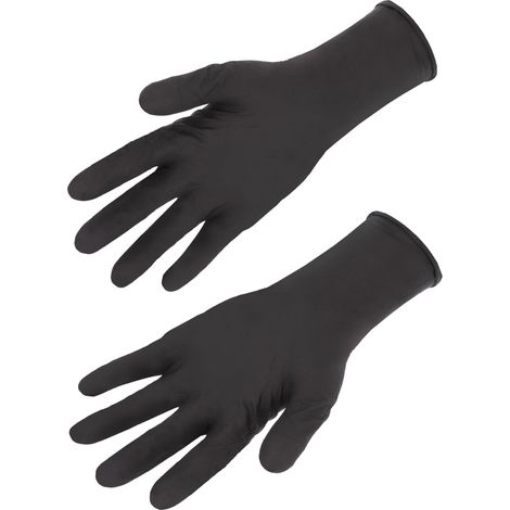 Lot 10 Gants de Travail Nitrile Noir Polyamide Sans Couture - Taille 9 - Manutention Legère Milieu Humide - EN 388 (1/2)