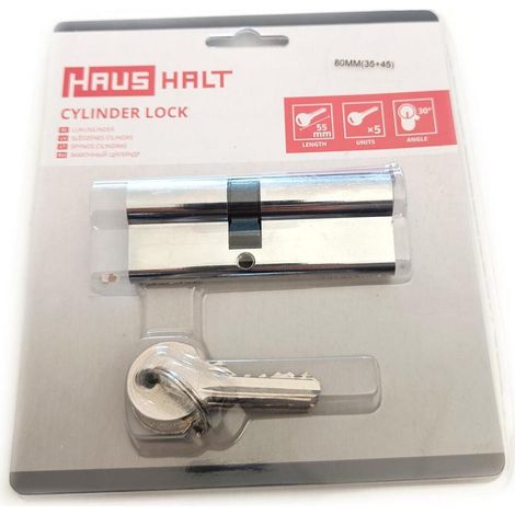Haushalt Serrure Cylindrique Chrome 80 mm 5 clés