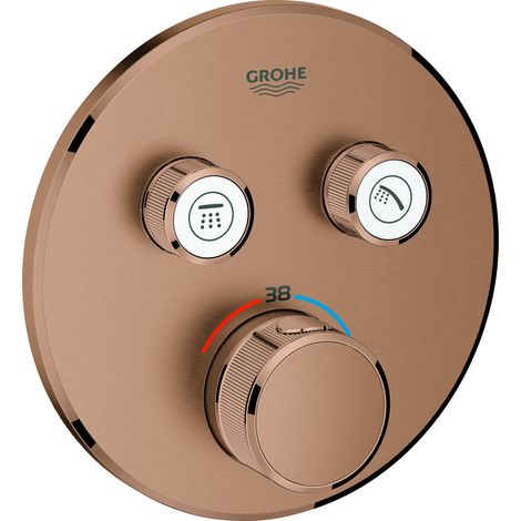Mitigeur thermostatique encastré de douche 2 sorties – Finition Warm Sunset brossé – GROHE SmartControl avec réglage débit – GROHE SafeStop (1/5)