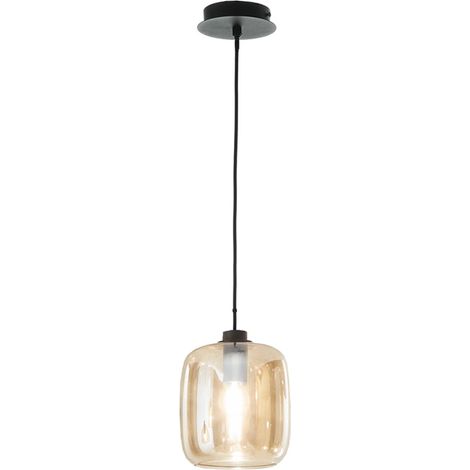Suspension en verre et métal design moderne Verve 3 - Orange (1/2)