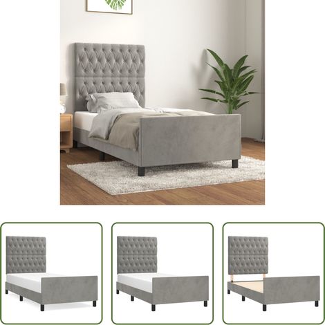 Kopfteil - Bettgestell ohne Matratze Hellgrau 100x200 cm Samt (1/5)