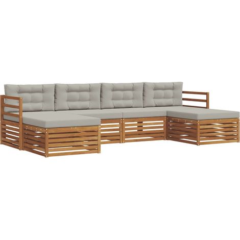 Conjunto de sofás de exterior 6 uds. Gris Natural y Claro vidaXL (1/5)