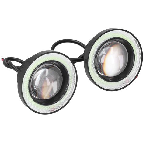 2 phares antibrouillard LED auto 30W IP65, anneau bleu haute luminosité œil d'ange, 12V universel (1/5)