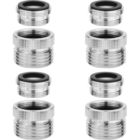 Lot de 4 adaptateurs de robinet, adaptateurs de filetage de robinet, 22 filetage interne vers connecteur à filetage externe de 3/4 W, adaptateur d'évier pour cuisine et salle de bain (1/5)