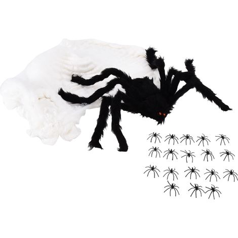 Maison hantée décorative avec araignée artificielle et fausse toile d'araignée, idéale pour les fêtes d'Halloween. (1/5)