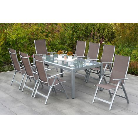 Carrara Set 9tlg 8 Sessel Tisch Halbrundprofil 190x100cm