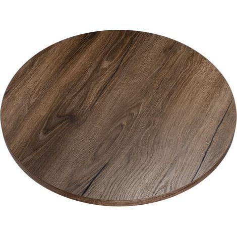 Plateau laminé chêne chocolat rond, diamètre 68 cm, pour bureau, table (1/5)