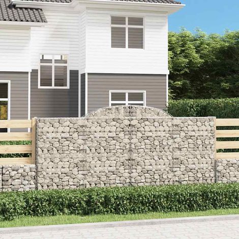 Gabion pour Pierres arqué Panier de gabions - Cage à pierre 300x50x140/160 cm Fer galvanisé BV218595 - BonneVie (1/4)