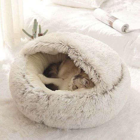 Coussin moelleux anti-stress pour chien et chat – Lavable – Confortable et antidérapant – 50cm marron (1/5)