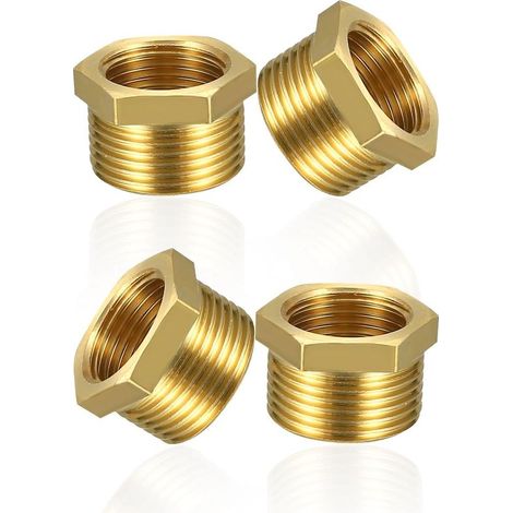 Brass reducers 1/2" to 3/8" adapter (male thread Ø 20 mm x female thread Ø 15 mm), male thread to female threaded nipple, threaded fitting for water pipes (1/2" to 3/8") (1/5)