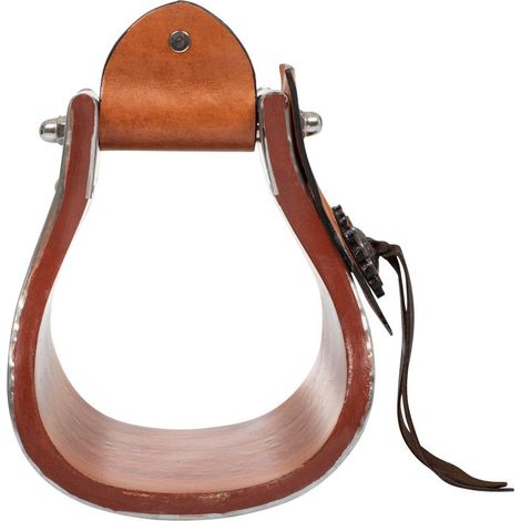 Staffe western in metallo e legno con inserti in cuoio lavorati a mano