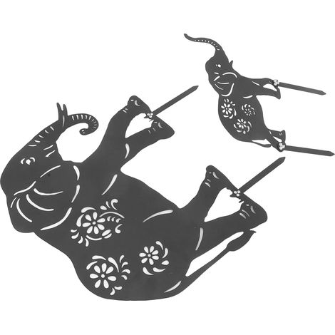 2pièces Piquets De Jardin Éléphant Décoration Extérieure Métal Statue Animaux pour Pelouse Lot (1/5)