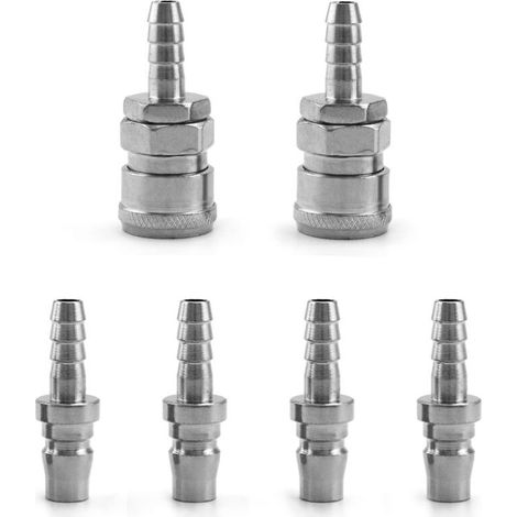 6 Pcs Embout Compresseur Air, 8mm Raccord Pneumatique Rapide Male Femelle (SH20+PH20) (1/5)
