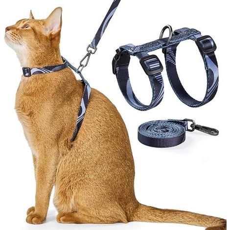 Katzengeschirr und Leinen-Set Ausbruchsicheres verstellbares Katzengeschirr Bequem und weich Leicht Sicheres und einfach zu handhabendes für mit 2 (1/5)