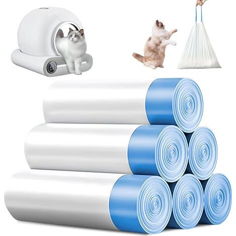 90 Katzenstreubeutel, 6 Rollen, auslaufsicher, Einwegbeutel für Katzentoiletten (1/5)