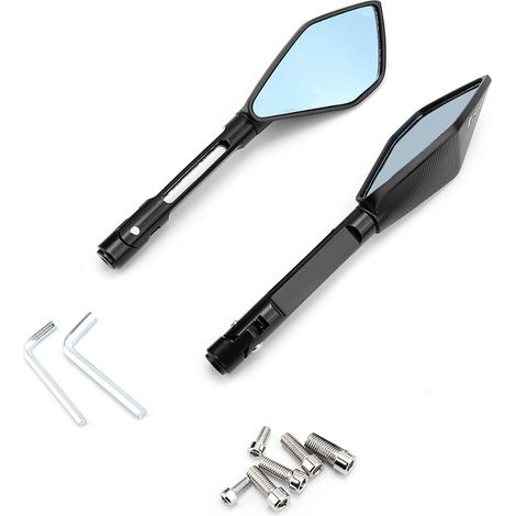 Rétroviseur universel CNC moto en pentagone noir, 1 paire, accessoire de modification (1/5)