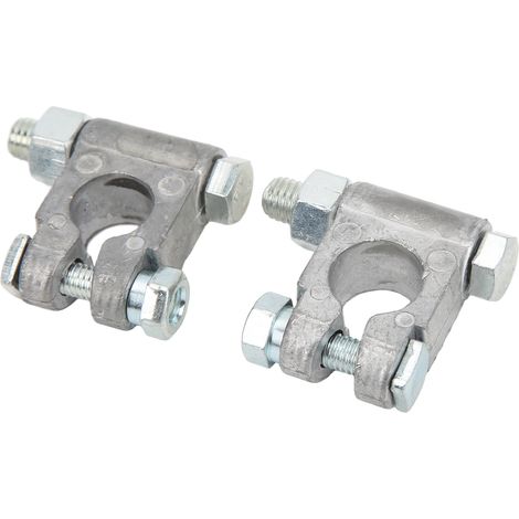 Deux bornes de batterie robustes, de type universel 6V/12V, adaptées aux camping-cars, camions, bateaux et automobiles. (1/5)