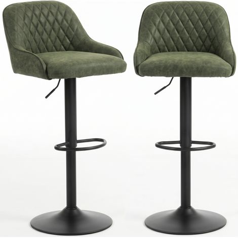 Adjustable Bar Stools Set of 2 for Island, Dark Green (1/5)