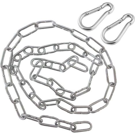 Chaîne Ulisem avec deux mousquetons - Chaîne de chaise suspendue en acier inoxydable de 1 m - Chaîne d'extension pour chaise suspendue (1/4)