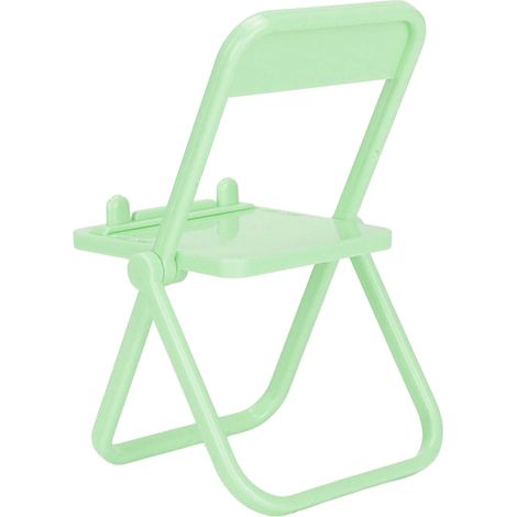 Support de téléphone pour petite chaise, mignon et pliable, en forme de chaise, support de bureau multi-angles pour téléphone portable, vert