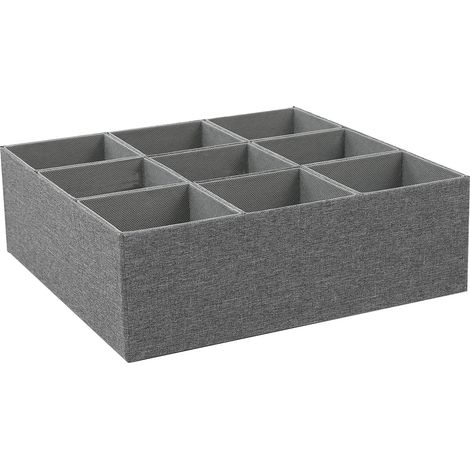 Organisateur Tiroir 9 Sections Placard Armoire Boîte Rangement – Sous-Vêtements Chaussettes Mouchoirs Cravates Ceintures, Gris (1/5)
