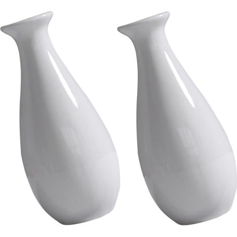 Lot de 2 Vases en Céramique Blanche Modernes et Délicats, Décoration Intérieure Élégante pour Fleurs Séchées et Centres de Table de Mariage (1/5)