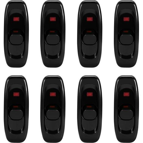 royaluxe - Inline Interrupteur Cordon Interrupteur, 8 pcs Interrupteur en Ligne, Basculante Interrupteur Intermédiaire, pour Lampe de Chevet Lampe de Table de Bureau Cordon électrique (250V 10A), (1/5)