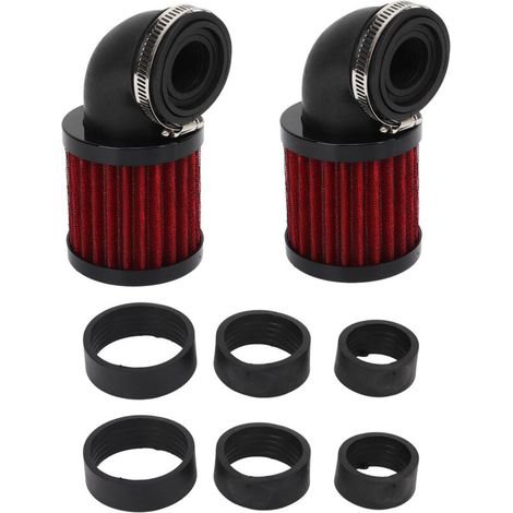 Universeller 28–48-mm-Motorrad-Luftfilter für 50-cm³-, 70-cm³-, 90-cm³- und 125-cm³-Mopeds, Roller, Quads und Geländemotorräder – Schwarz/Rot – Crezuo