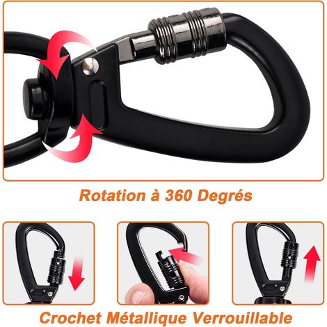 Laisse pour chien robuste et réfléchissante avec poignée en mousse confortable et mousqueton pivotant à 360 degrés