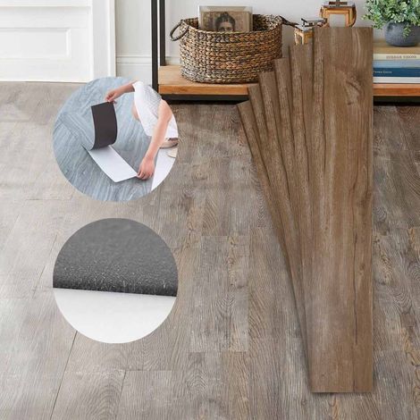 6 Piastrelle Adesive Pavimento in PVC Adesivo 914X152mm Effetto Legno Parquet (1/2)