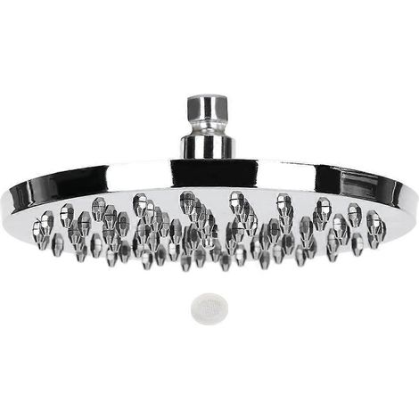 Pommeau de douche rond de 20 cm (8 pouces) en acier inoxydable, amovible, pour salle de bain, jet pluie haute pression, filetage G1/2, fixation murale/plafond.