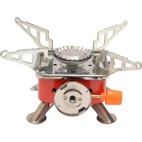 Réchaud à gaz portable ultra léger pliable avec étui de transport pour randonnée, camping, pique-nique, barbecue (1/5)