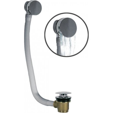 Système de vidage et de remplissage de baignoire avec bonde ronde cascade et trop‑plein Ø 70 mm click-clack - TRES 13453430 (1/3)