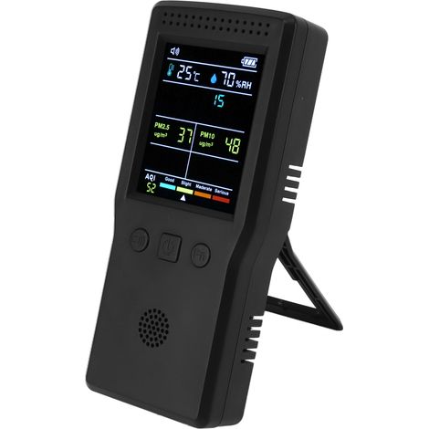 Moniteur de qualité de l'air 9 en 1, appareil de mesure multifonctionnel portable haute précision avec testeur de HCHO pour chambre de bébé et hôpital, noir (1/5)