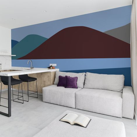 Papier peint panoramique Collines, Bleu 150 x 250cm (1/5)