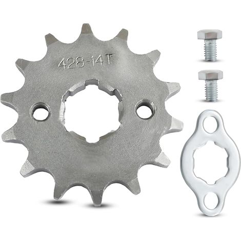 Pignon avant 428-14T 17mm, Pignon moteur moto, chaîne, pignons biseautés moteur, 428-14T Pignon avant pour 50cc 70cc 90cc 110cc 125cc Dirt Pit Bike Mini Bike ATV 4 roues Mobylette (1/5)