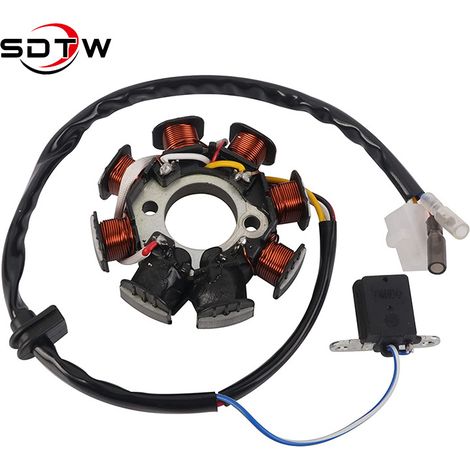 Stator magnéto GY6 50cc, 80cc, 100cc, 4 fils, AC, 8 pôles (1/5)