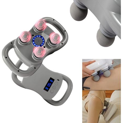 PISTOLA MASSAGGIO PERCUSSIONE A 4 TESTE SCHIENA GAMBE COLLO ALLEVIA IL DOLORE (1/5)