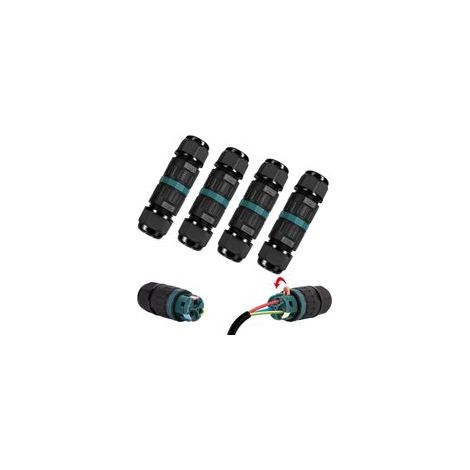 Lot de 4 Connecteur électrique etanche IP68 - Connecteur étanche à 3 broches pour câble de Ø5-12 mm de diamètre, Boîte dérivation étanche extérieur pour jardin et câble souterrain (1/5)