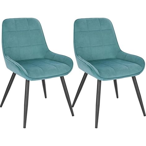 WOLTU Esszimmerstühle 2er Set, Polsterstuhl Samt, Küchenstuhl gepolstert, Akzentstuhl für Wohnzimmer Schlafzimmer Küche, ergonomischer Stuhl mit Rückenlehne, Türkis (1/5)