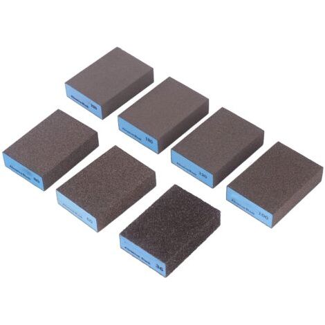 DEESSE SHOP-7 Pièces Blocs de Ponçage 36 60 80 100 120 180 220 Grain Humide Cloison Sèche épe de Ponçage Gros Grain Moyen Grain Fin Bloc de Ponçage (1/5)